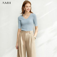 Load image into Gallery viewer, AMII Minimalistic Solid Knit Shirt