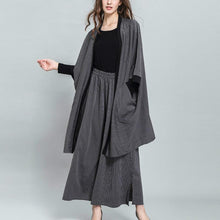 Load image into Gallery viewer, Batwing Sleeve V- Collar Striped Coat