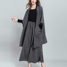 Load image into Gallery viewer, Batwing Sleeve V- Collar Striped Coat