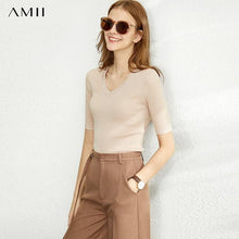 Load image into Gallery viewer, AMII Minimalistic Solid Knit Shirt
