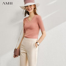 Load image into Gallery viewer, AMII Minimalistic Solid Knit Shirt
