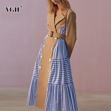 Load image into Gallery viewer, Patchwork Striped Trench Coat
